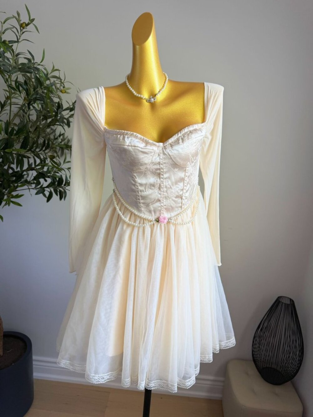 Champagne Princess Tulle Corset Dress New S